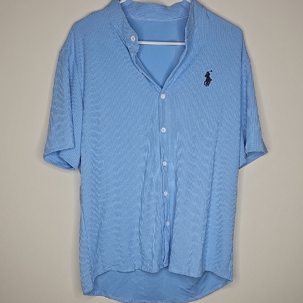 Men's Sky Blue Casual Button Down Shirt